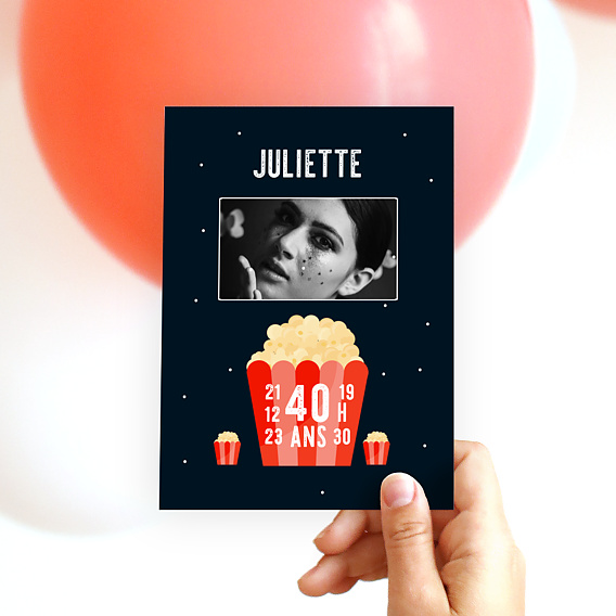 Invitation anniversaire Popcorn Party Après 4