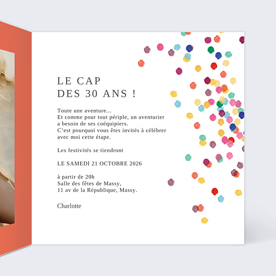 Invitation Anniversaire Adulte Confettis Photo