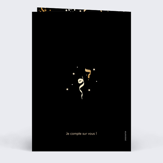 Invitation anniversaire Motif Noir & Or Photo Verso