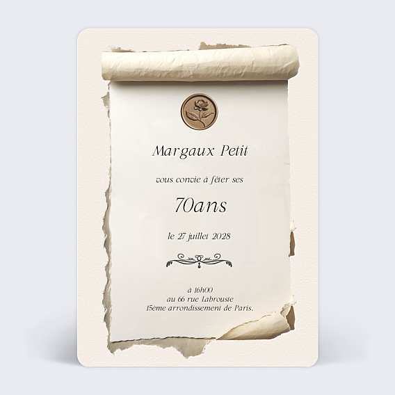 Invitation anniversaire Parchemin