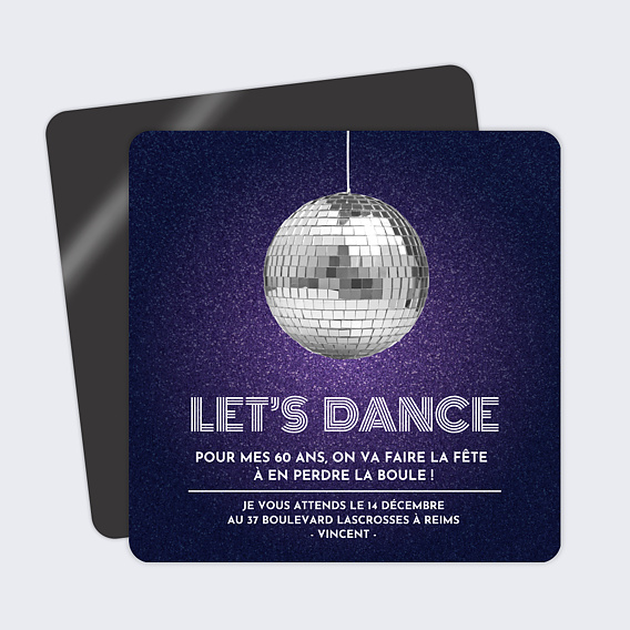 Invitation anniversaire Boule Disco