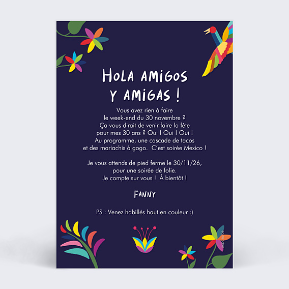 Invitation Anniversaire Adulte Viva Mexico