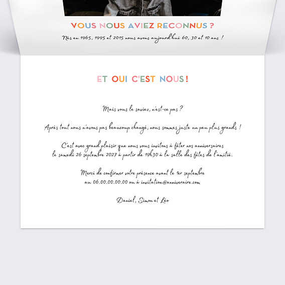 Invitation anniversaire Devinette colorée 3 Intérieur Droit