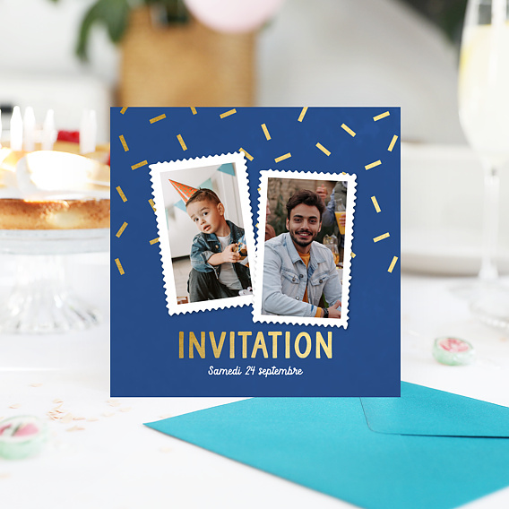 Invitation anniversaire Paillettes Plats Après 4