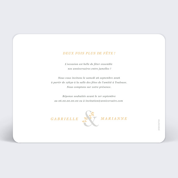 Invitation Anniversaire Anniversaire Double Popcarte