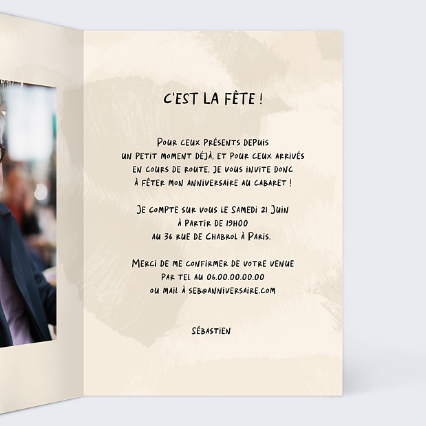 Invitation Anniversaire Adulte Au Cabaret Intérieur Droit