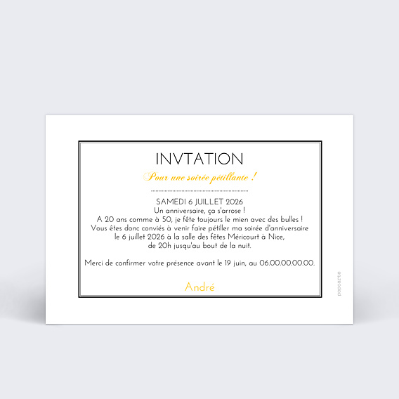 Invitation Anniversaire Adulte Champagne