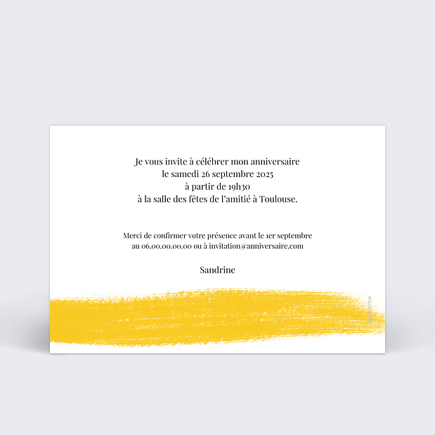 Invitation Anniversaire Coup de Pinceau Verso
