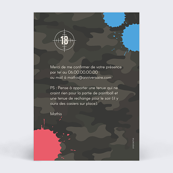 Invitation Anniversaire Adulte Paintball