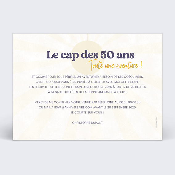Invitation anniversaire Disco Dancer Verso