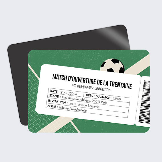 Invitation Anniversaire Adulte Billet de Foot