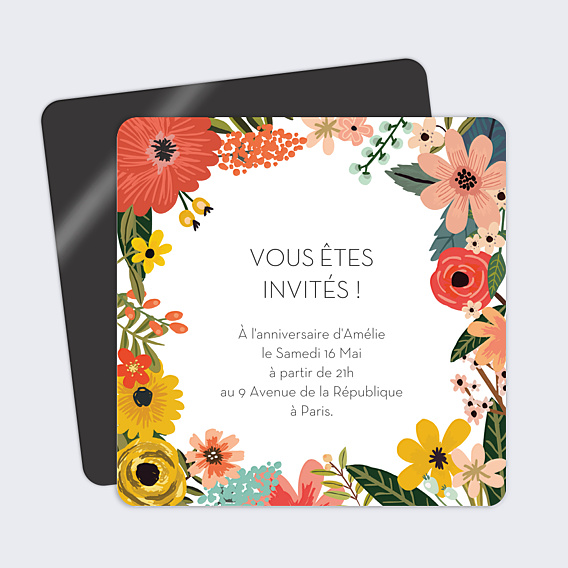 Invitation Anniversaire Adulte Bouquet Printanier