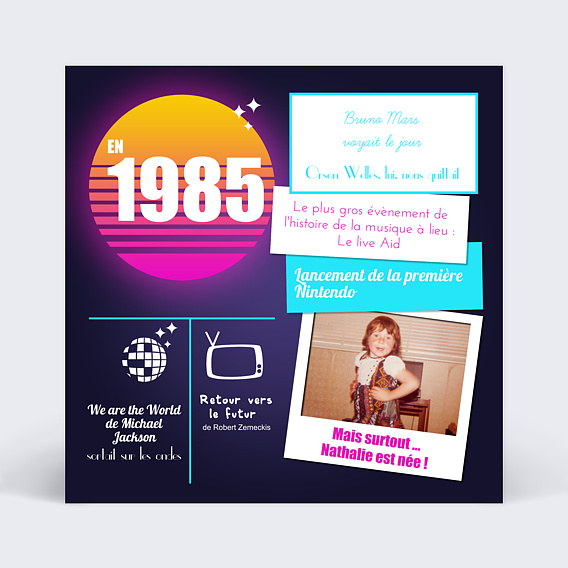 Invitation Anniversaire Adulte Recap années 80