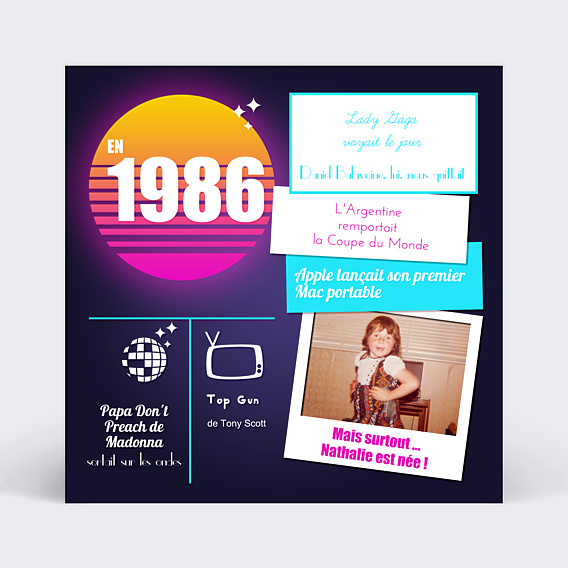 Invitation Anniversaire Adulte Recap années 80
