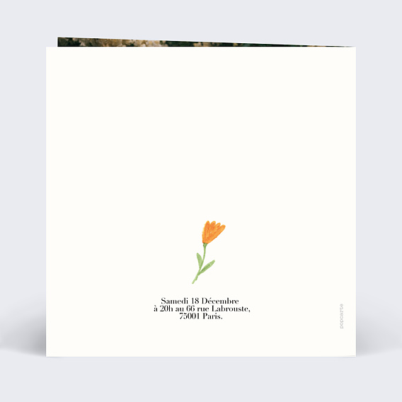 Invitation anniversaire Motif Floral Verso