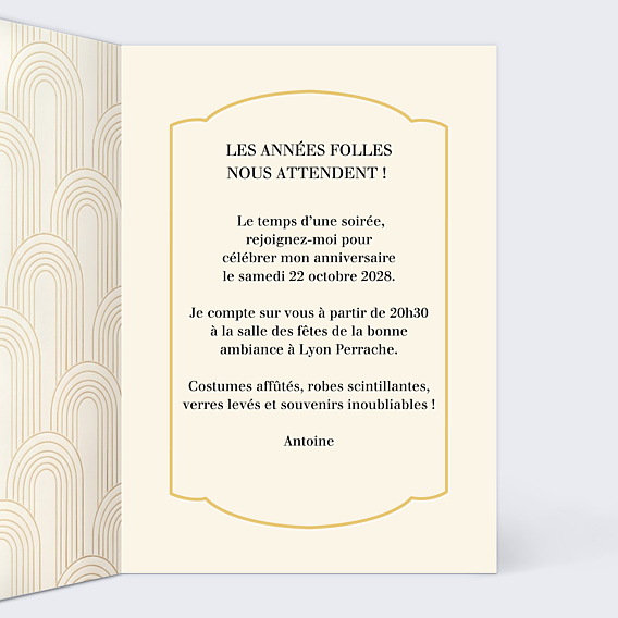 Invitation Anniversaire Adulte Portrait univers Gatbsy