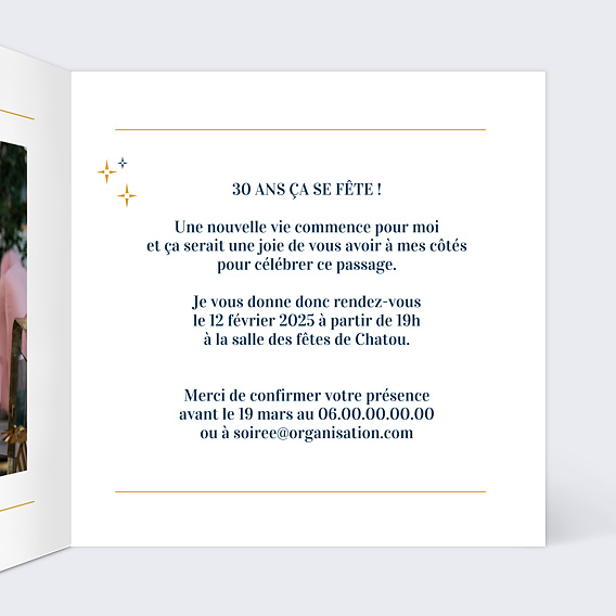 Invitation anniversaire 2 en 1 Intérieur Droit