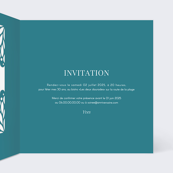 Invitation anniversaire Mosaïque Intérieur Droit