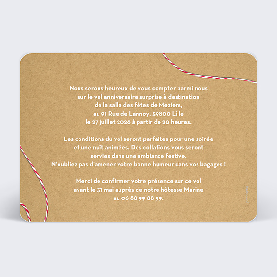 Invitation Anniversaire Adulte Boarding Pass