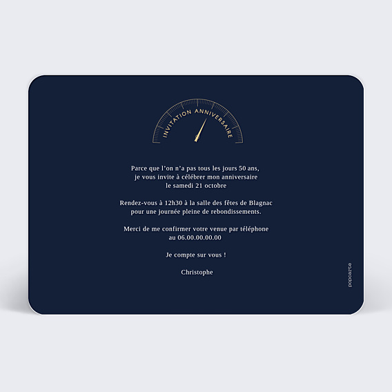 Invitation Anniversaire Adulte Compteur de Vitesse