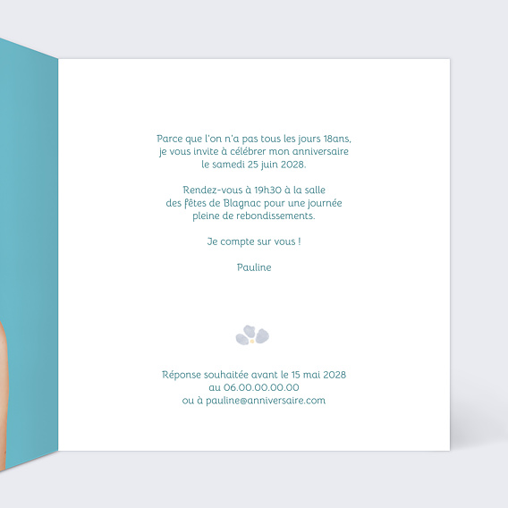 Invitation Anniversaire Adulte Petites fleurs bleues