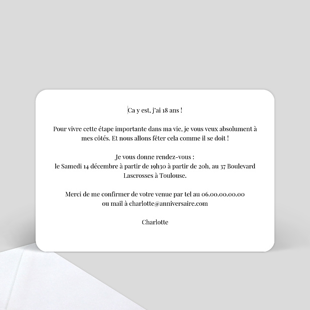 Invitation Anniversaire Tirets Verso