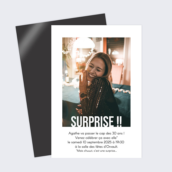 Invitation anniversaire Typographie Surprise