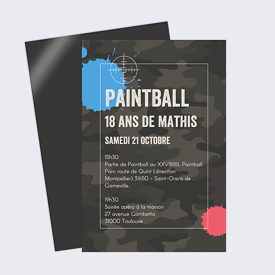 Invitation Anniversaire Adulte Paintball