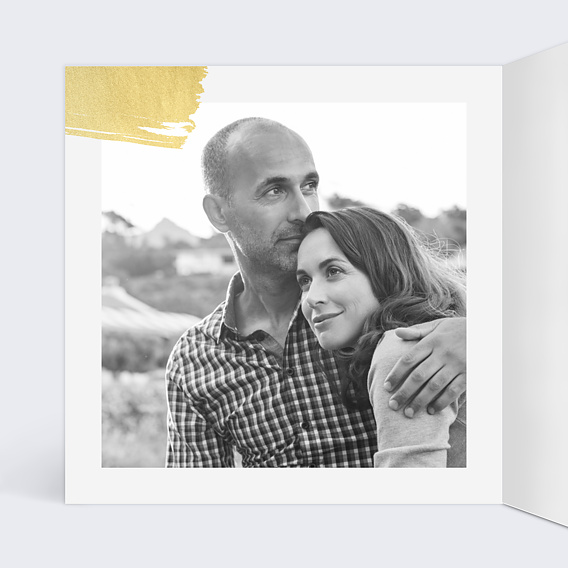 Invitation anniversaire Trait Ocre Intérieur Gauche