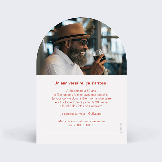 Invitation Anniversaire Adulte Verre ballon