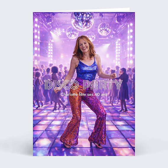 Invitation Anniversaire Adulte Portrait en danseur disco