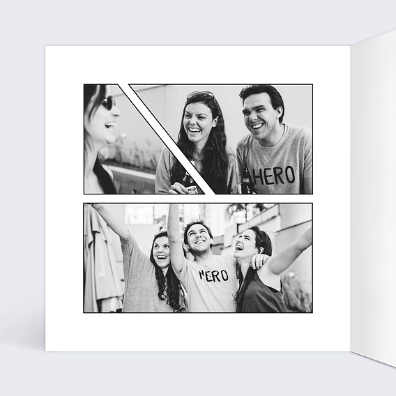 Invitation anniversaire Comics Intérieur Gauche