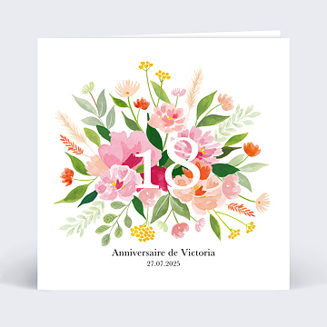 Invitation anniversaire Aquarelle Champêtre