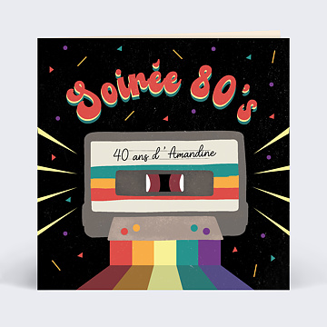 Invitation anniversaire Cassette Disco