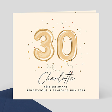 Invitation anniversaire Chiffre Ballon 30