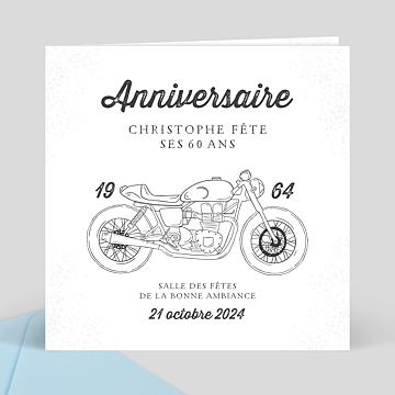 Invitation Anniversaire Adulte Moto Vintage