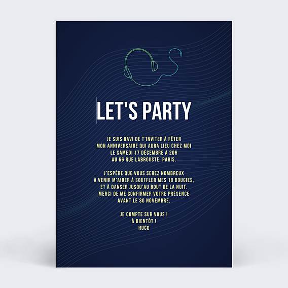 Invitation Anniversaire Adulte Soirée DJ Electro