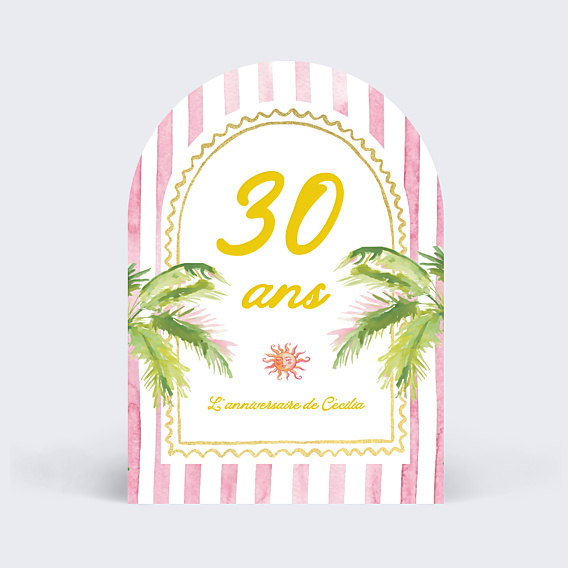 Invitation Anniversaire Adulte Tropical gold