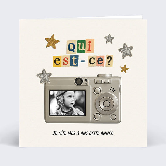 Invitation anniversaire Caméra vintage