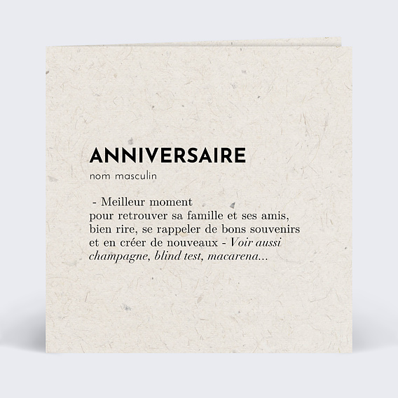 Invitation anniversaire Dictionnaire