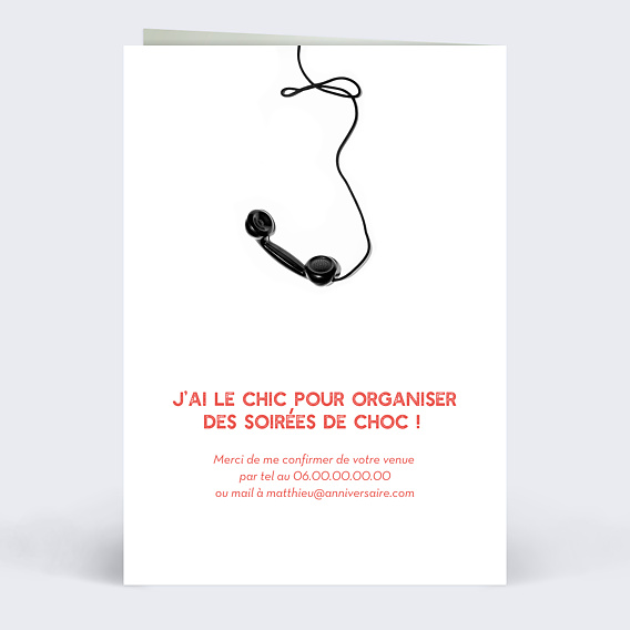 Invitation anniversaire Haut Chic Bac Choc Verso