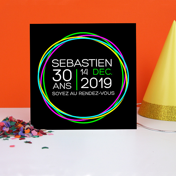 Invitation anniversaire Fluo Après 1