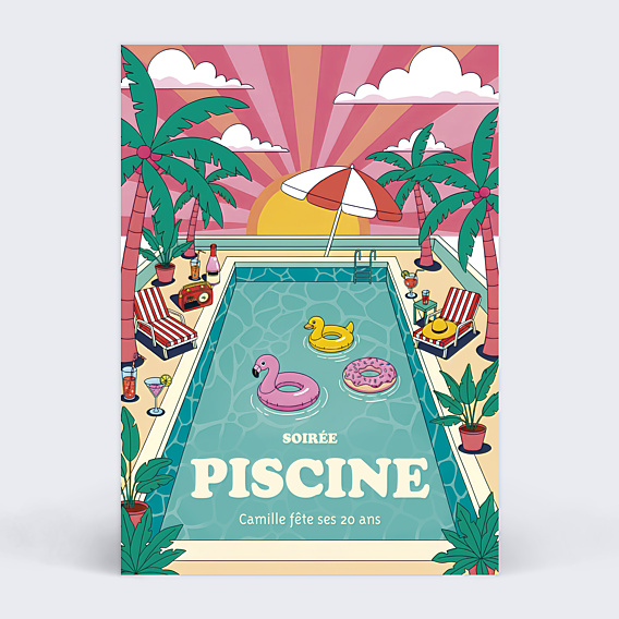 Invitation anniversaire Piscine fun