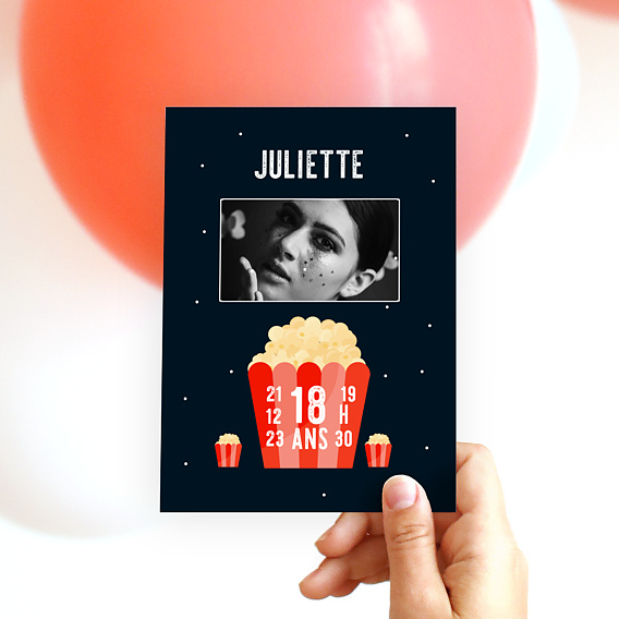 Invitation anniversaire Popcorn Party Après 4
