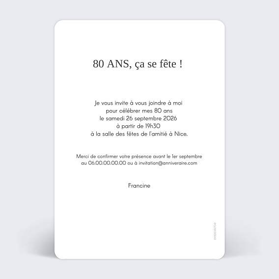 Invitation Anniversaire Adulte Typographie Âge