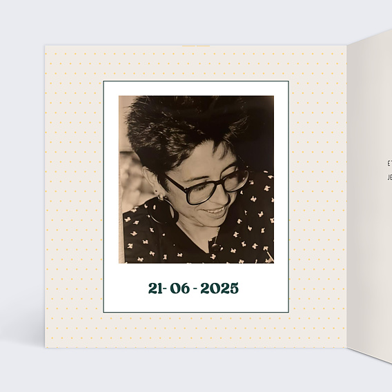 Invitation anniversaire Objets des années 70 Intérieur Gauche