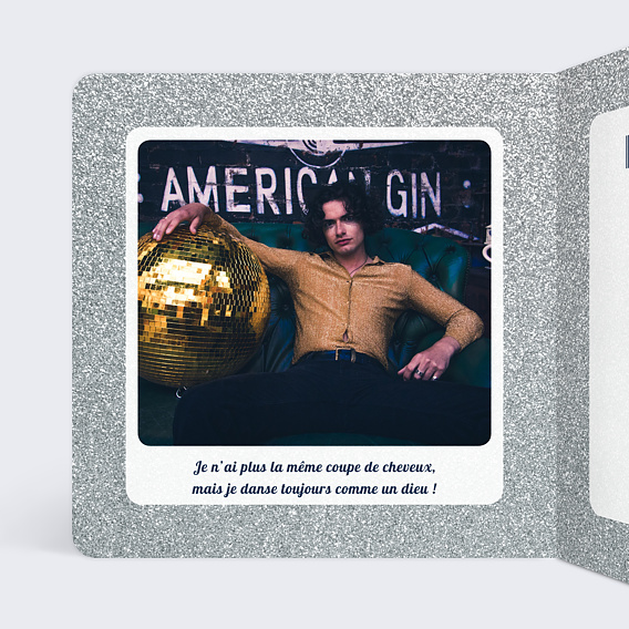 Invitation anniversaire Boule Disco Intérieur Gauche