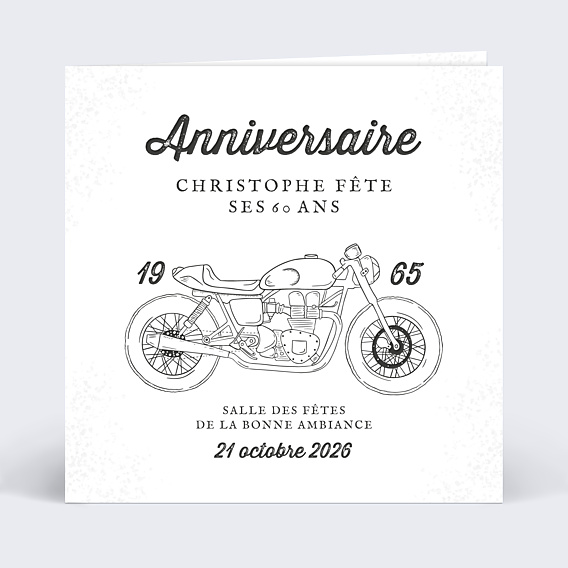 Invitation anniversaire Moto Vintage