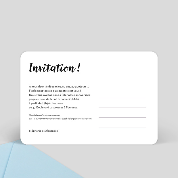 Invitation Anniversaire Cadre Blanc Avec Cœur Popcarte