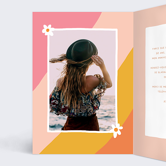Invitation Anniversaire Adulte Groovy flowers